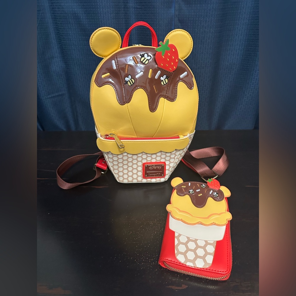 Loungefly Disney Winnie the Pooh Ice Cream & Bees Backpack - wallet included!